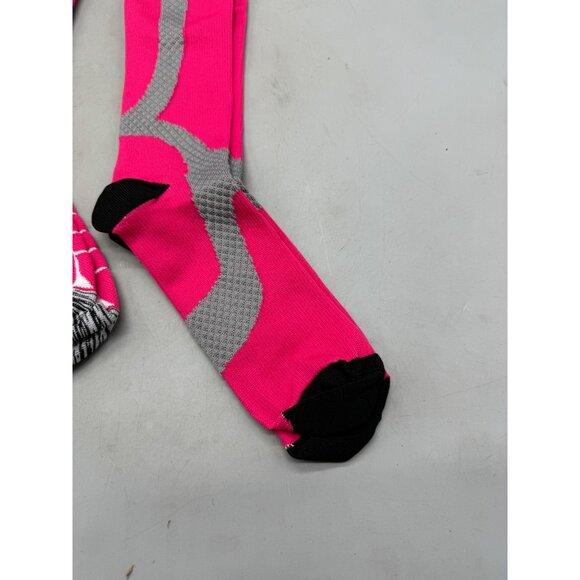 Set of 2 pairs Compression Knee High Socks crew Set - Pink & Grey XL READ NEW - Picture 4 of 7